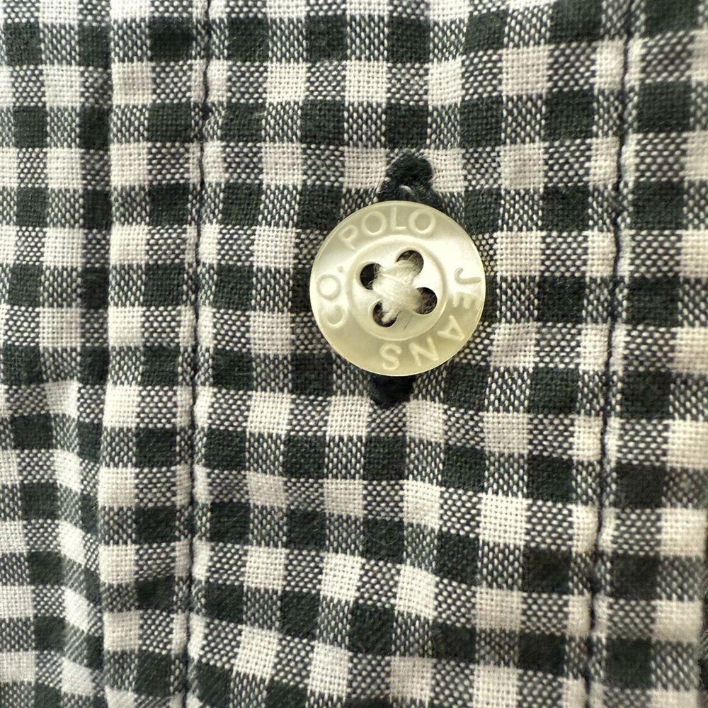 Polo Jeans Co Ralph Lauren dark green, gingham, sleeveless button down shirt L - Picture 4 of 5